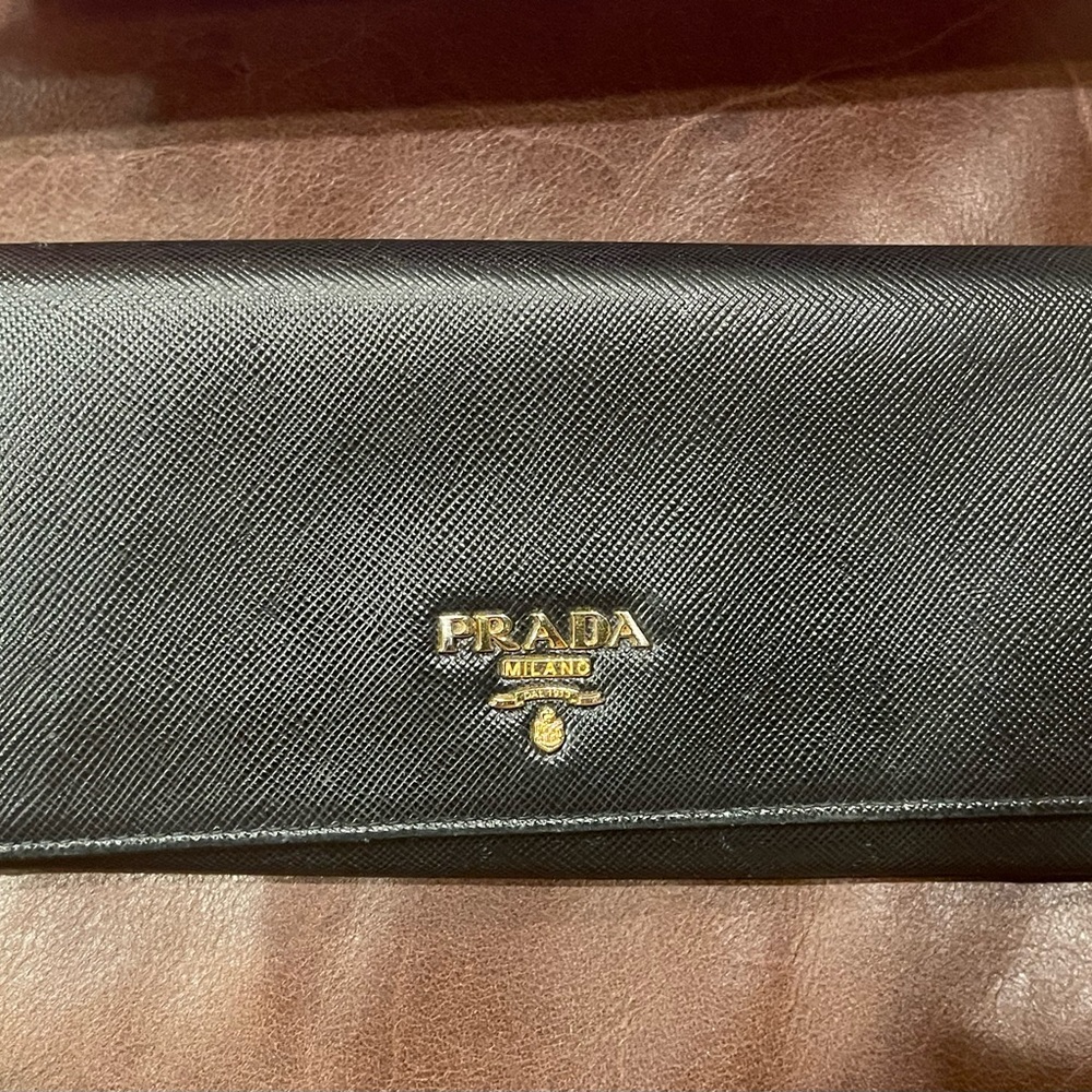 *PRADA* Saffiano Leather Wallet - Black